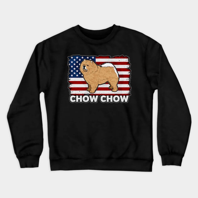 Chow Chow Dog American Flag Crewneck Sweatshirt by RadStar